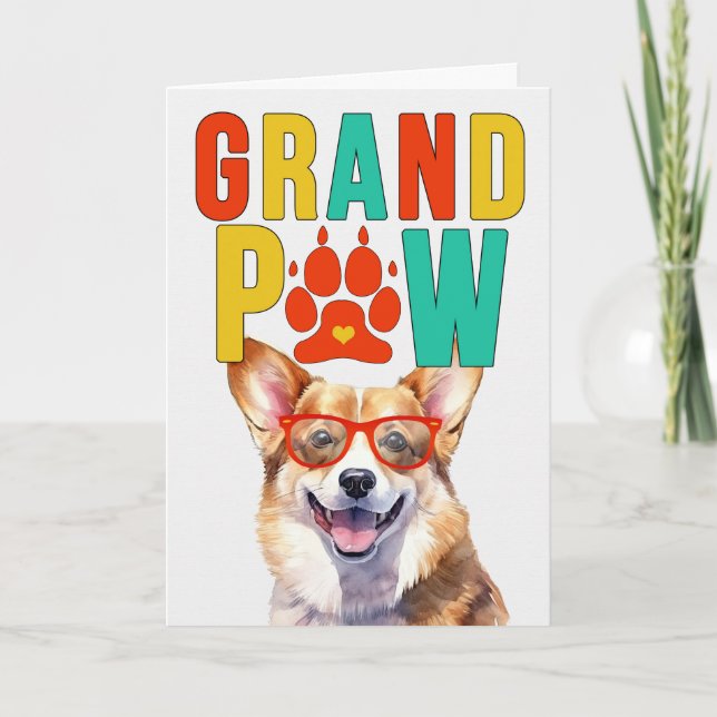 GrandPAW Welsh Corgi GrandDOG Grandföräldrar Day Helgkort (Framsida)