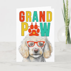 GrandPAW White Pudel GrandDOG Grandföräldrar Day Helgkort