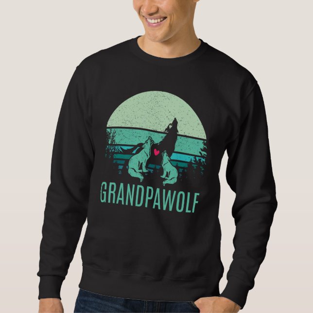 grandpawolf for  dad Grandpa wolf & wolves Fathers Lång Ärmad Tröja (Framsida)
