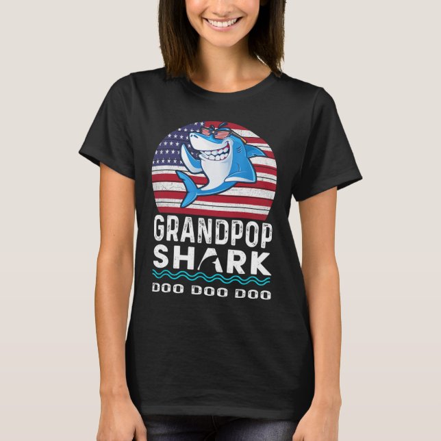Grandpop Shark Fars dag Gift från son Daug T Shirt (Framsida)