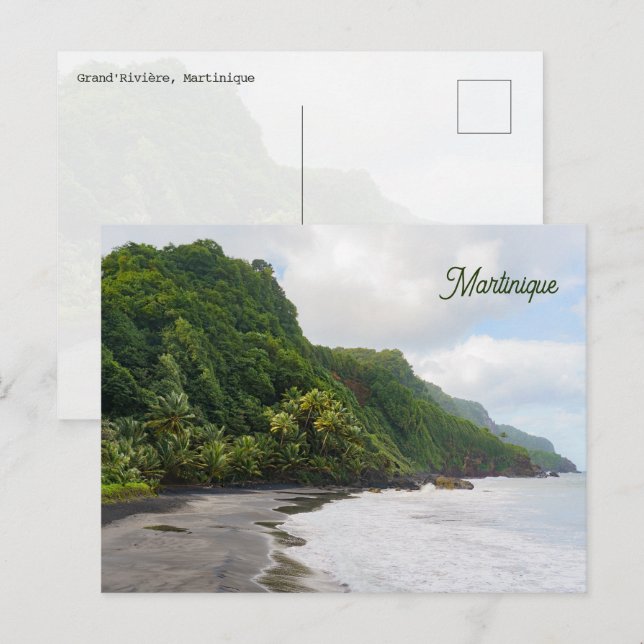 Grand'Rivière Martinique Black Sand Beach Nature Vykort (Fram/baksida)