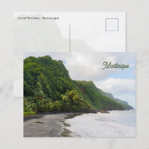 Grand'Rivière Martinique Svarta Sandstranden Natur Vykort