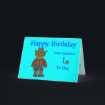 Grandson 1st Birthday Card Kort<br><div class="desc">Underbart första födelsedagskort för din barnson med cowboyteddy</div>