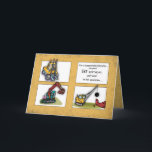 Grandson 1st Birthday Lastbilar Kort<br><div class="desc">Byggnadsmaterial lastbilar på en smutsig,  grym,  ljusbrun bakgrund. Skicka din födelsedag önskemål till din barnson med det här kortet på hans första födelsedag.</div>