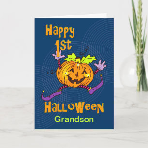 Grandson 1st Halloween Lycklig Pumpkin Kort