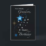 Grandson 30års födelsedag Star Inspirational Black Kort<br><div class="desc">Stjärnor tänder på omslaget till detta kort som hälsar din sonson en lycklig 30års födelsedag. Skicka honom ett inspirerande budskap om att komen med detta kort firar sin speciella dag.</div>