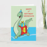 Grandson, 4e födelsedagen Dinosaur Kort<br><div class="desc">Det här är ett kort som otvivelaktigt kommer att medföra så mycket glädje för din sonson gång att han får det för sin 4e födelsedagen. Se till att han får det genom att beställa en kopia nu!</div>