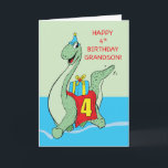 Grandson, 4e födelsedagen Dinosaur Kort<br><div class="desc">Det här är ett kort som otvivelaktigt kommer att medföra så mycket glädje för din sonson gång att han får det för sin 4e födelsedagen. Se till att han får det genom att beställa en kopia nu!</div>