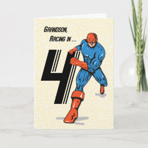 Grandson 4e födelsedagen Superassistance Kort