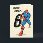 Grandson 6e Birthday Superassistance Kort<br><div class="desc">Att springa in med det stora nummer 6 är en superhjälte! Med orange masker och stövlar kommer den här önskan att tävlas med din barnson med din speciella 6e födelsedag önskemål!</div>
