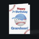 Grandson 7:e Birthday Funny Baseball Ansikte Kort<br><div class="desc">Lustigt kort att skicka till din sonson på hans 7:e födelsedag. Han kommer att njuta av basebollen som huvud och bära hatt med google ögon. Låt honom veta vilken slå han är med dig!</div>