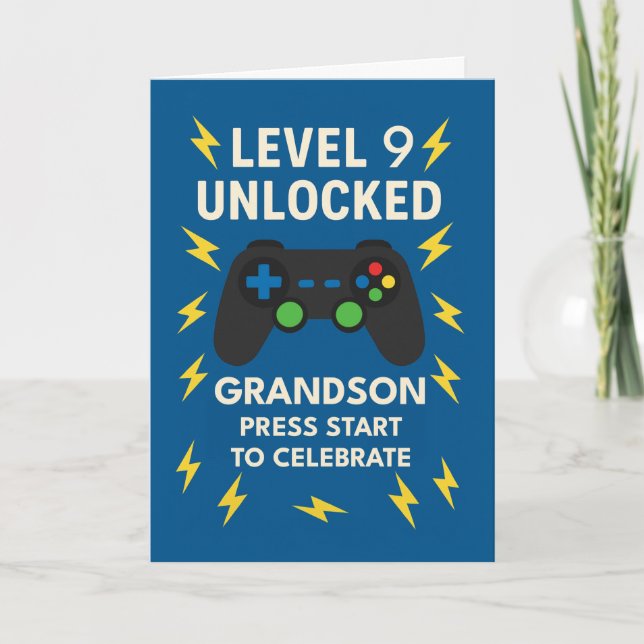 Grandson 9th Birthday Game Controller Ålder 9 Kort (Framsida)