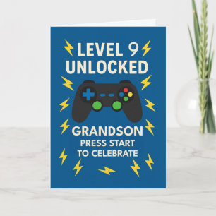 Grandson 9th Birthday Game Controller Ålder 9 Kort