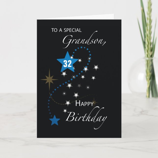 Grandson Anpassningsbar Age Birthday Star Inspirat Kort (Framsida)