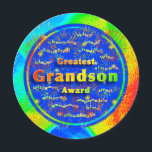 Grandson Award Birthday Fireworks Kort<br><div class="desc">Den ljusa målade bakgrunden i färg av rött, grönt, blåsor och gult ger en glad känsla för den underbarare barnsonsdesignen på ett rundkort. Rundkort är mycket roligt och ett unikt sätt att säga grattis på födelsedagen. Färga fyrverkerier spreds ut från en djup blå skiva. Kortets framsida innehåller ord av positiva...</div>
