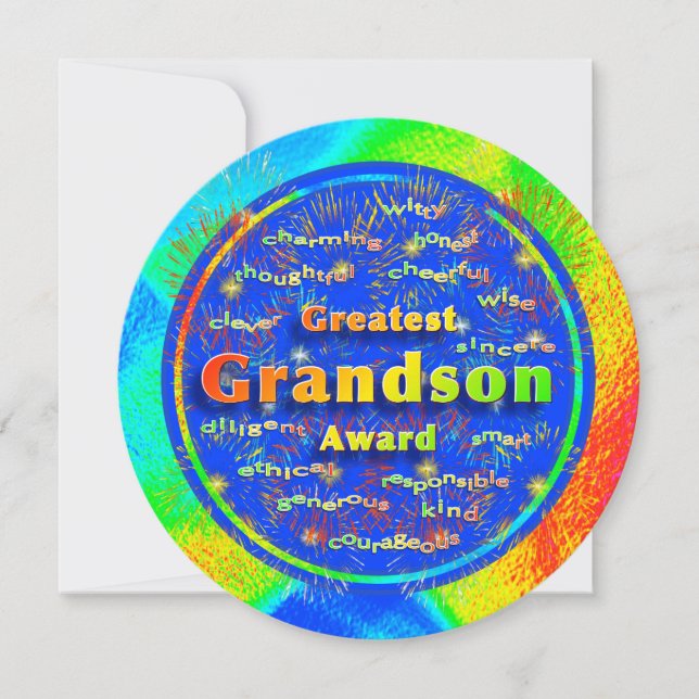 Grandson Award Birthday Fireworks Kort (Framsida)