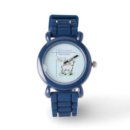 Grandson Baptism Blue Boy Lamb Personlig Armbandsur