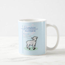 Grandson Baptism Blue Boy Lamb Personlig Kaffemugg