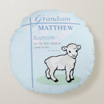 Grandson Baptism Blue Boy Lamb Personlig