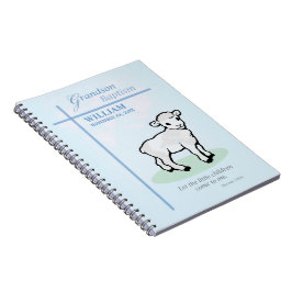 Grandson Baptism Blue Lamb Personlig Anteckningsbok