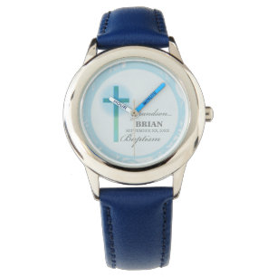 Grandson Baptism Blue Snöre Personlig Armbandsur