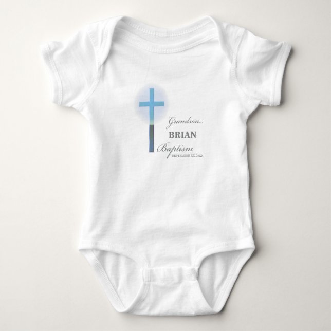 Grandson Baptism Blue Snöre Personlig T Shirt (Framsida)
