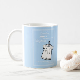 Grandson Baptism Kostym på Baby blue Personlig Kaffemugg