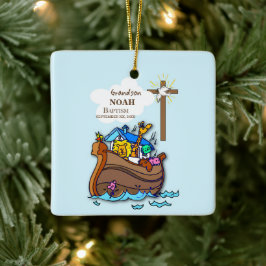 Grandson Baptism Noahs Ark Personlig Julgransprydnad Keramik
