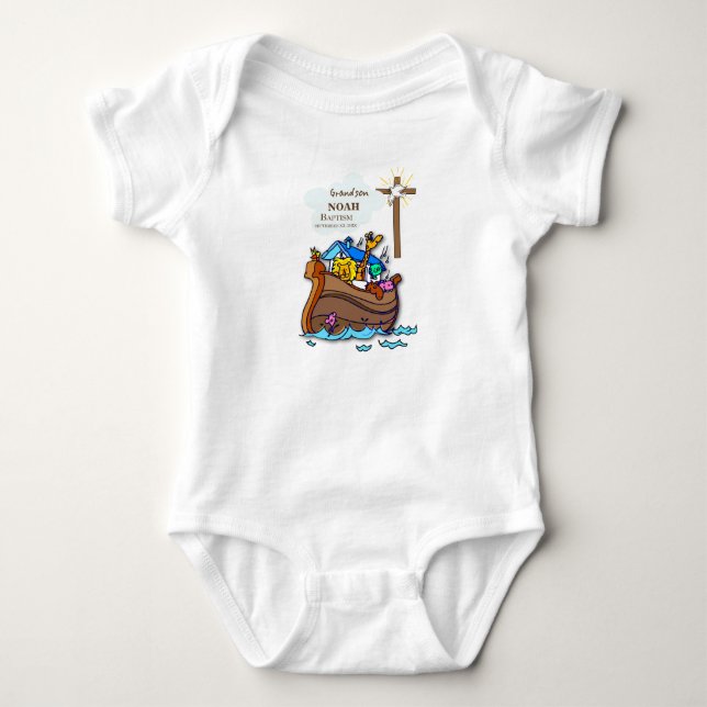 Grandson Baptism Noahs Ark Personlig T Shirt (Framsida)