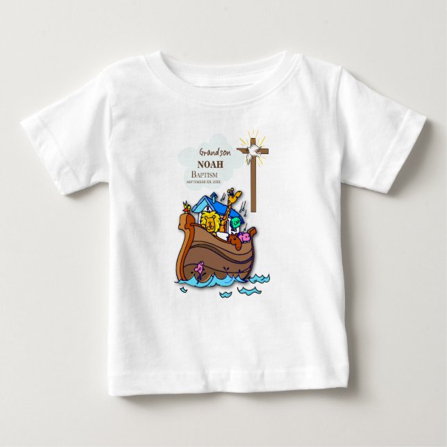 Grandson Baptism Noahs Ark Personlig T Shirt (Framsida)