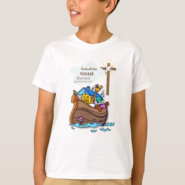 Grandson Baptism Noahs Ark Personlig T Shirt (Framsida)