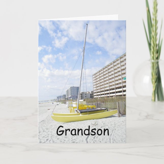 GRANDSON BEACH BIRTHDAY-ENJOY DIN DAG KORT (Framsida)