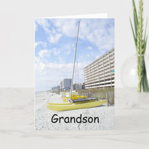 GRANDSON BEACH BIRTHDAY-ENJOY DIN DAG KORT