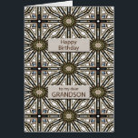Grandson Birthday Abstrakt Mandala Design Hälsningskort<br><div class="desc">Ett roligt sätt att önska din sonson en grattis på födelsedagen. Detta kort har en mycket manlig känsla och består av sammanlåsande geometriskt figurer. Huvuddelen av färg är brun,  med svart och vitt. Ett underbart kort som en man kommer att uppskatta. Vänstern berättar hur mycket han elak till dig.</div>