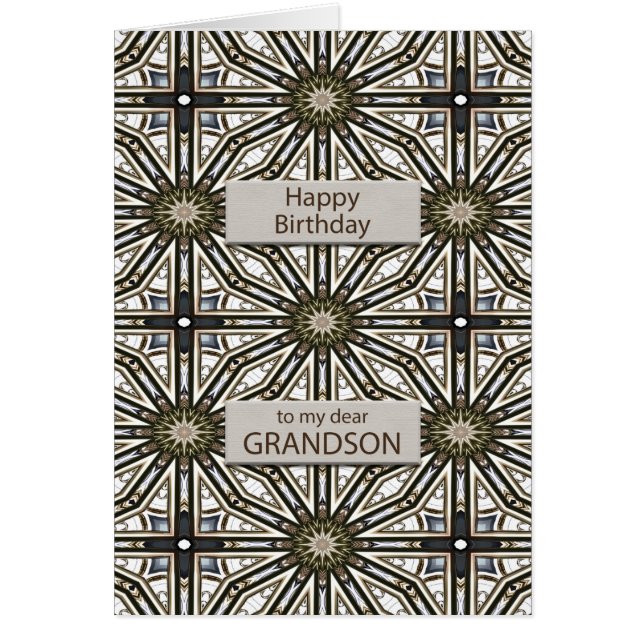 Grandson Birthday Abstrakt Mandala Design Hälsningskort (Framsidan)