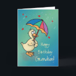 Grandson Birthday Anka med Parbrella i Rain Kort<br><div class="desc">Trevligt kort att önska din unge sonson en grattis på födelsedagen. Berätta för honom vilken tur anka han har att han är älskad när du regnar på huggar och kyssar och födelsedag önskemål ner på honom! Ett sött anka håller ett paraply medan regndroppar och röda hjärtan faller runt honom. Blått...</div>