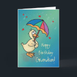 Grandson Birthday Anka med Parbrella i Rain Kort<br><div class="desc">Trevligt kort att önska din unge sonson en grattis på födelsedagen. Berätta för honom vilken tur anka han har att han är älskad när du regnar på huggar och kyssar och födelsedag önskemål ner på honom! Ett sött anka håller ett paraply medan regndroppar och röda hjärtan faller runt honom. Blått...</div>