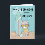 Grandson Birthday Beach Funny Coola Raccoon Kort<br><div class="desc">En coola i skuggor är stolt över det här kortet som du kan skicka till din kära barnson firande på hans födelsedag.  med honom det roliga budskap som kortet ger honom.</div>