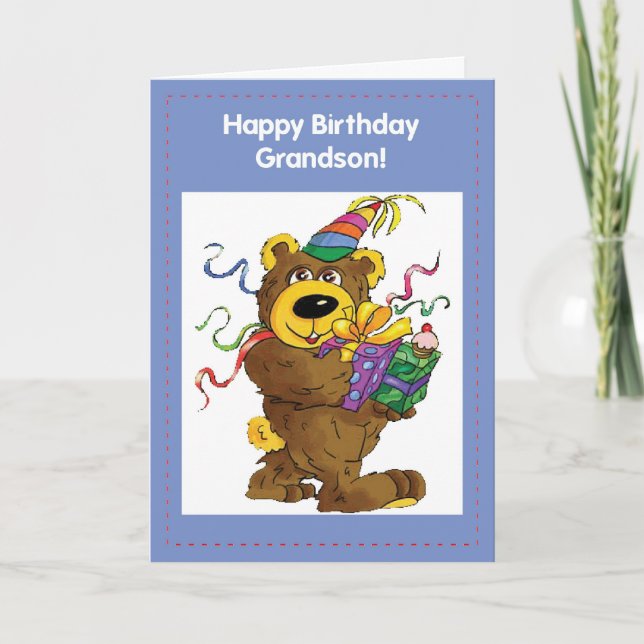 Grandson Birthday Bear Kort (Framsida)