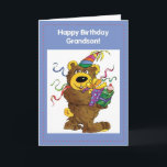Grandson Birthday Bear Kort<br><div class="desc">Den här söta nallen är här för att önska din morson en Grattis på födelsedagen!</div>