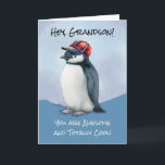 Grandson Birthday Coola Fantastisk Penguin Basebal Kort<br><div class="desc">Fira din barnsons speciella dag med det här lekfulla och charmerande födelsedagskortet! Den här vattenfärgsdesignen har en söt penguin med en röd och blå baseboll, och erbjuder en ljusare coola-vib. Frattstexten: "Du är Fantastisk och Coola!" ger ansikte ett leende. Inuti finns budskapet med roligtens födelsedag: "Hoppas du har en N'Ice...</div>