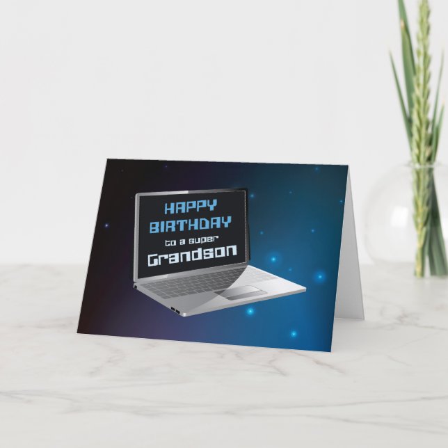 Grandson Birthday med Computer Kort (Framsida)