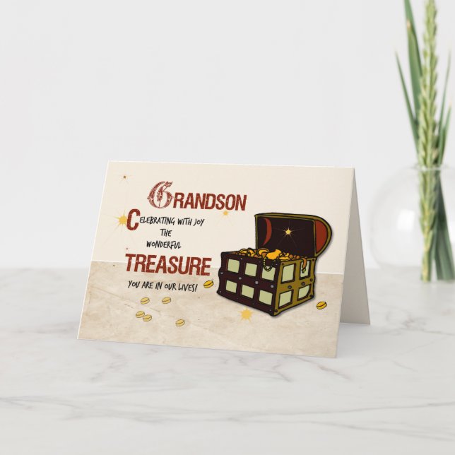 Grandson Birthday med Pirat Treasure Kort (Framsida)