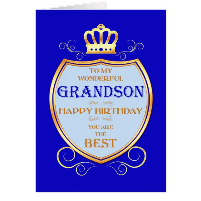 Grandson Birthday med Shield Hälsningskort (Framsidan)