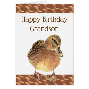 Grandson Birthday Roligt Ducky Quack Quack Hälsningskort