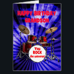 Grandson Birthday You Sten Drums Hälsningskort<br><div class="desc">Ett födelsedagskort för en sonson. Höj volymen på födelsedagskalan önskemål! Det här kortet är ett högenergiskt sätt att fira livet i party. Oavsett om de är en trumma eller bara har rockstjärna-vibes träffar det här kortet alla höger. Med sin öga-fångstdesign och kosmisk fläkt är det det bästa sättet att säga...</div>