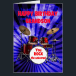 Grandson Birthday You Sten Drums Hälsningskort<br><div class="desc">Ett födelsedagskort för en sonson. Höj volymen på födelsedagskalan önskemål! Det här kortet är ett högenergiskt sätt att fira livet i party. Oavsett om de är en trumma eller bara har rockstjärna-vibes träffar det här kortet alla höger. Med sin öga-fångstdesign och kosmisk fläkt är det det bästa sättet att säga...</div>