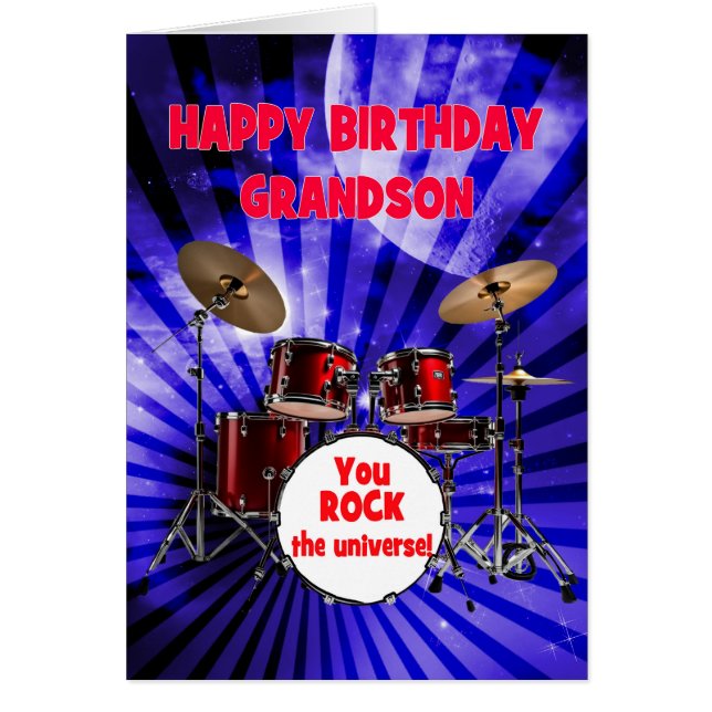 Grandson Birthday You Sten Drums Hälsningskort (Framsidan)