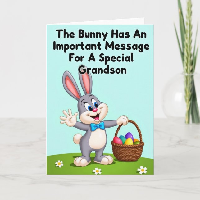 Grandson Bunny Message Card Kort (Framsida)