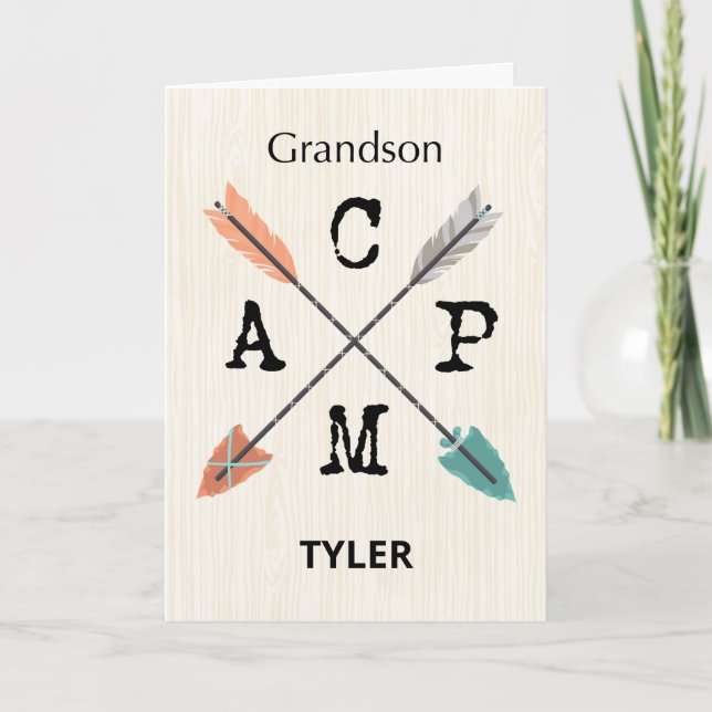 Grandson Camp Personalize Namn-pilar Kort (Framsida)